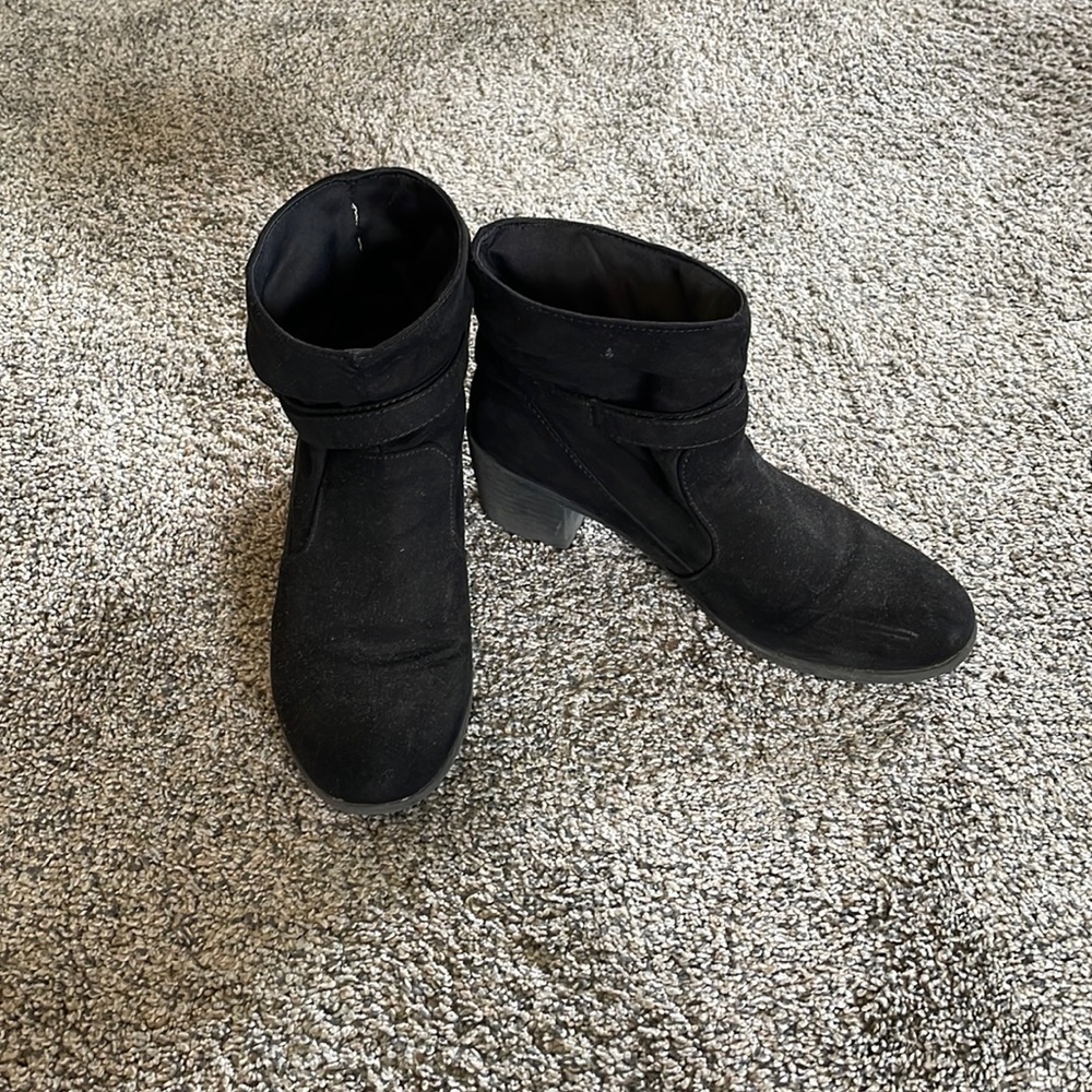 Black ankle booties, size 8.5.